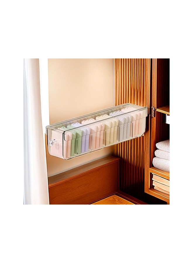 Green Tiger Wall Mount Socks Drawer, Multifunctional Punch-Free Wall Underwear Socks Organizer Box, Wall Mounted Drawer Organizer, Wardrobe Wall Mounted Transparent Storage Box For Panties, Socks, Underwear - Image 2