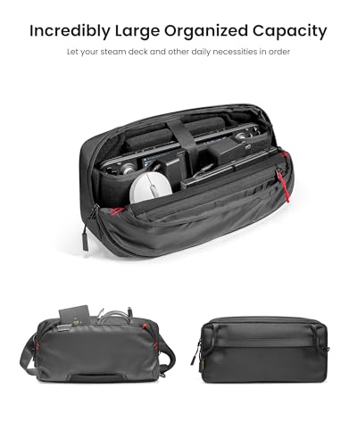 tomtoc Carrying Case for Steam Deck/OLED/Nintendo Switch 2/Rog Xbox Ally X, Storage Portable Bag, Protective Shoulder Bag with Pockets Fit Console, AC Adapter, Dock, Compact Pack for Daily Use, Travel - Image 4
