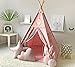 RONGFA Kids Teepee Tent with White Pom Pom Indoor Play Teepee for Children Boys Portable Play House Pink - Image 2