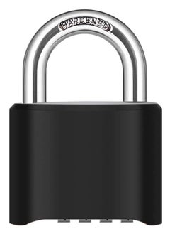 4 Digit Heavy Duty Combination Lock Outdoor Waterproof Padlock 1.3 Inch Shackle for Gate, Fence,Toolbox, Case, Hasp Storage, Gym Locker, Sports Locker, School Locker (Black)