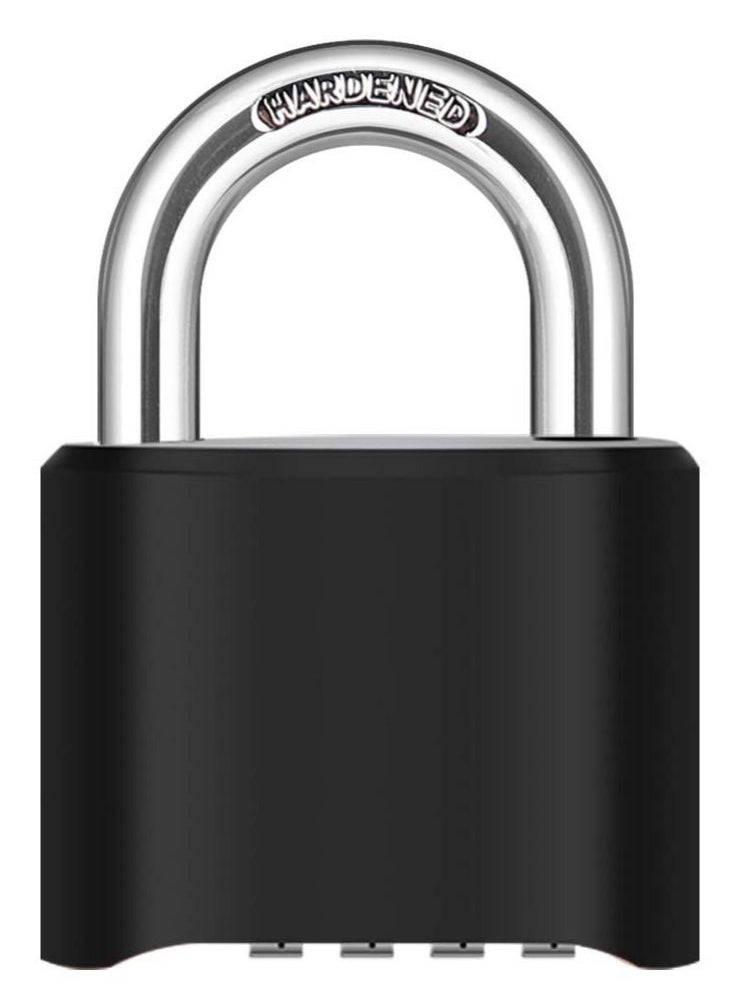 Generic - 4 Digit Heavy Duty Combination Lock Outdoor Waterproof Padlock 1.3 Inch Shackle for Gate, Fence,Toolbox, Case, Hasp Storage, Gym Locker, Sports Locker, School Locker (Black) - Image 1
