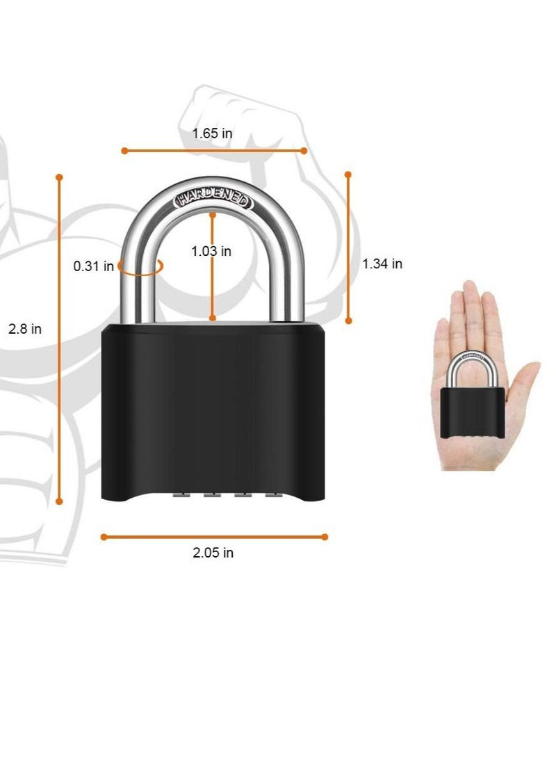 Generic - 4 Digit Heavy Duty Combination Lock Outdoor Waterproof Padlock 1.3 Inch Shackle for Gate, Fence,Toolbox, Case, Hasp Storage, Gym Locker, Sports Locker, School Locker (Black) - Image 1