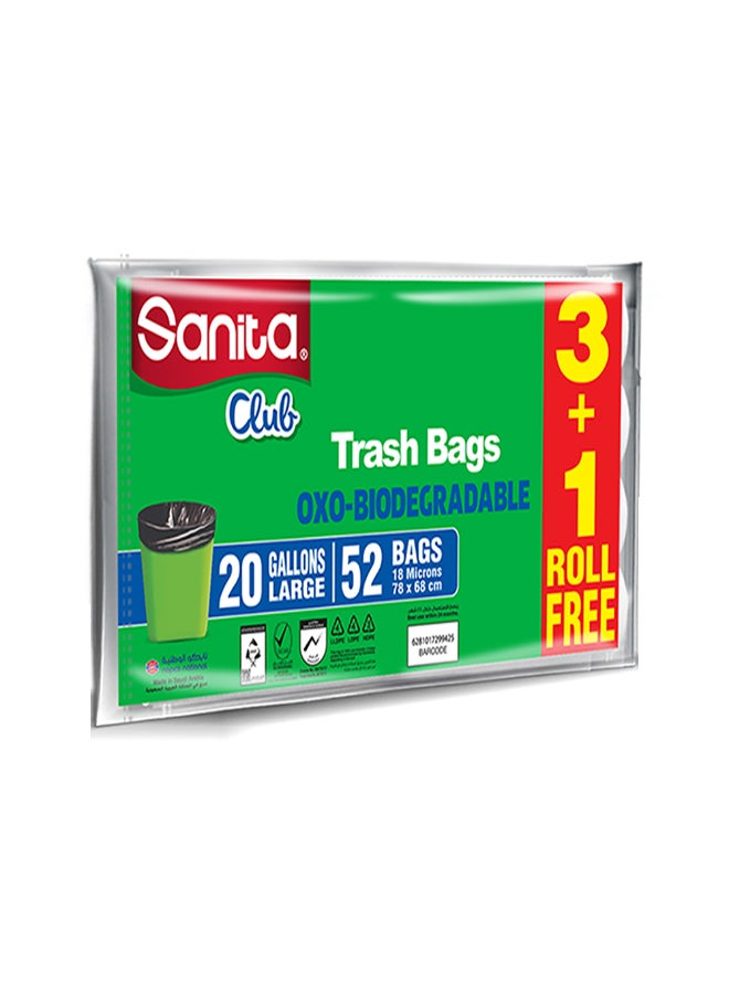 Trash Bags 20 Gallons 52 Bags Black