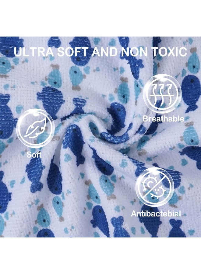Softan Baby Washcloths, 24Pack baby Wash Cloths Extra Soft & Ultra Absorbent, Baby Towels and Washcloths Face Towel Unisex for Boys Girls Body, Washclothes Gentle on Sensitive Skin, 9x9 Blue Whale - Image 2