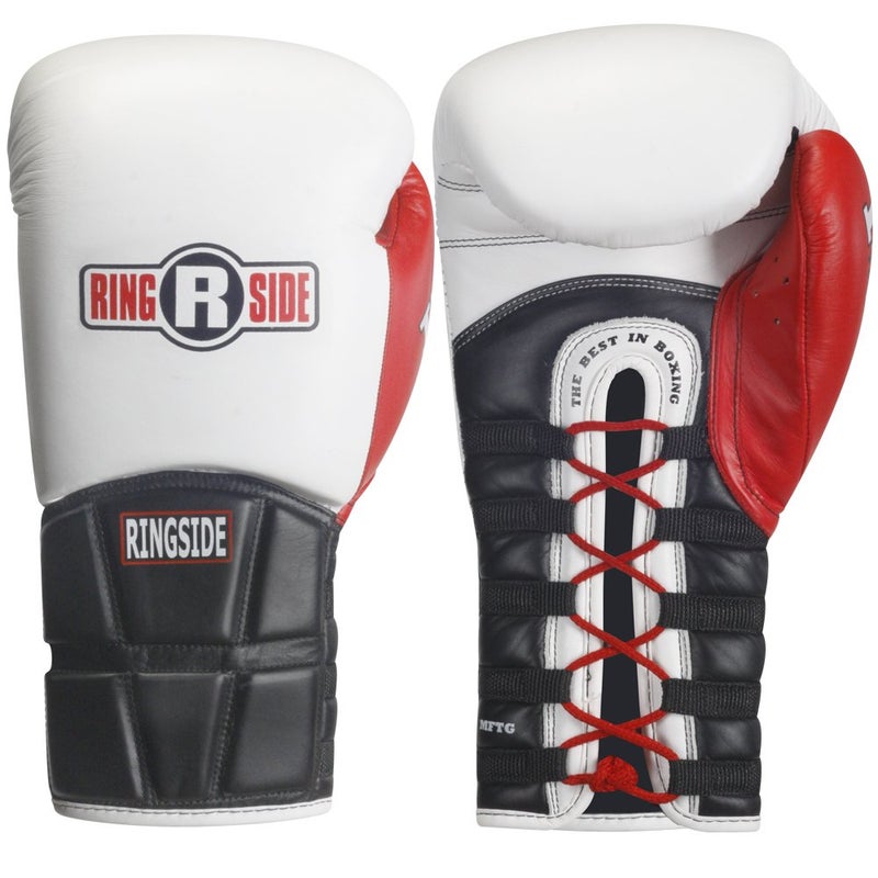 Ringside Pro Style IMF Tech Lace Boxing Training Sparring Gloves White 16Ounce - Image 2