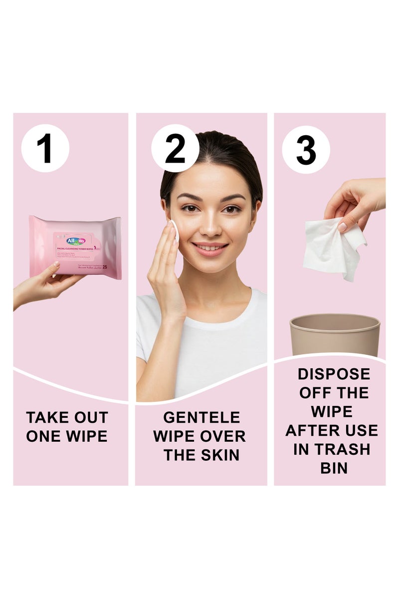 All day wipes All Day Facial Cleansing Toner Wipes 25 sheets - Image 2