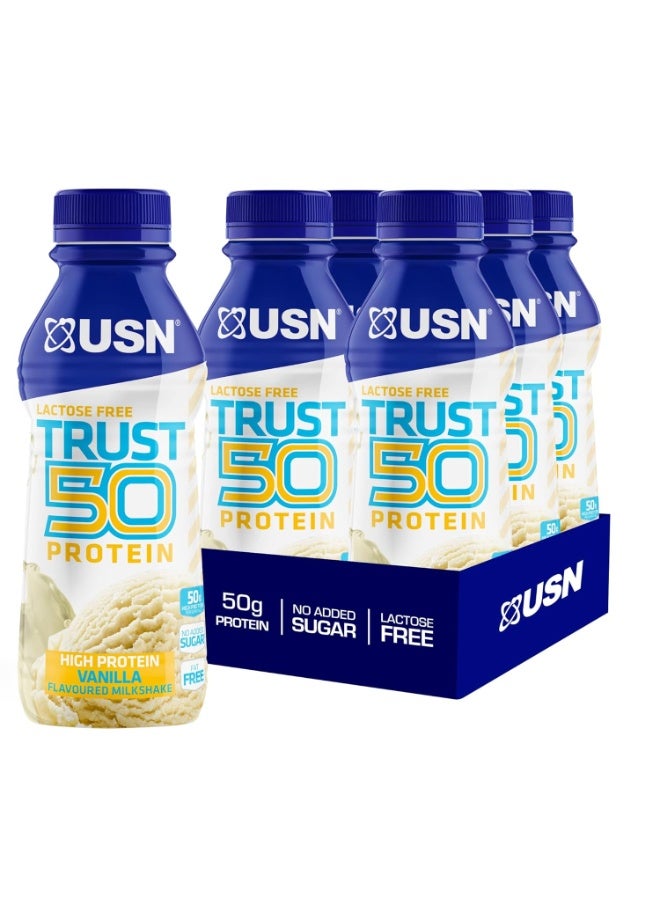 USN Trust Protein Milkshake 500ml – Vanilla Flavor – Pack of 6 - Image 1