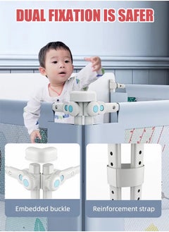 Qamar Care 1 piece Toddler Bed Rail Guard, One-Sided 200cm, Height Adjustable, Foldable Safety Rail with Breathable Mesh & Double Child Lock for Anti-Fall Protection, Fits Twin/Full/Queen/King Beds  - Image 5