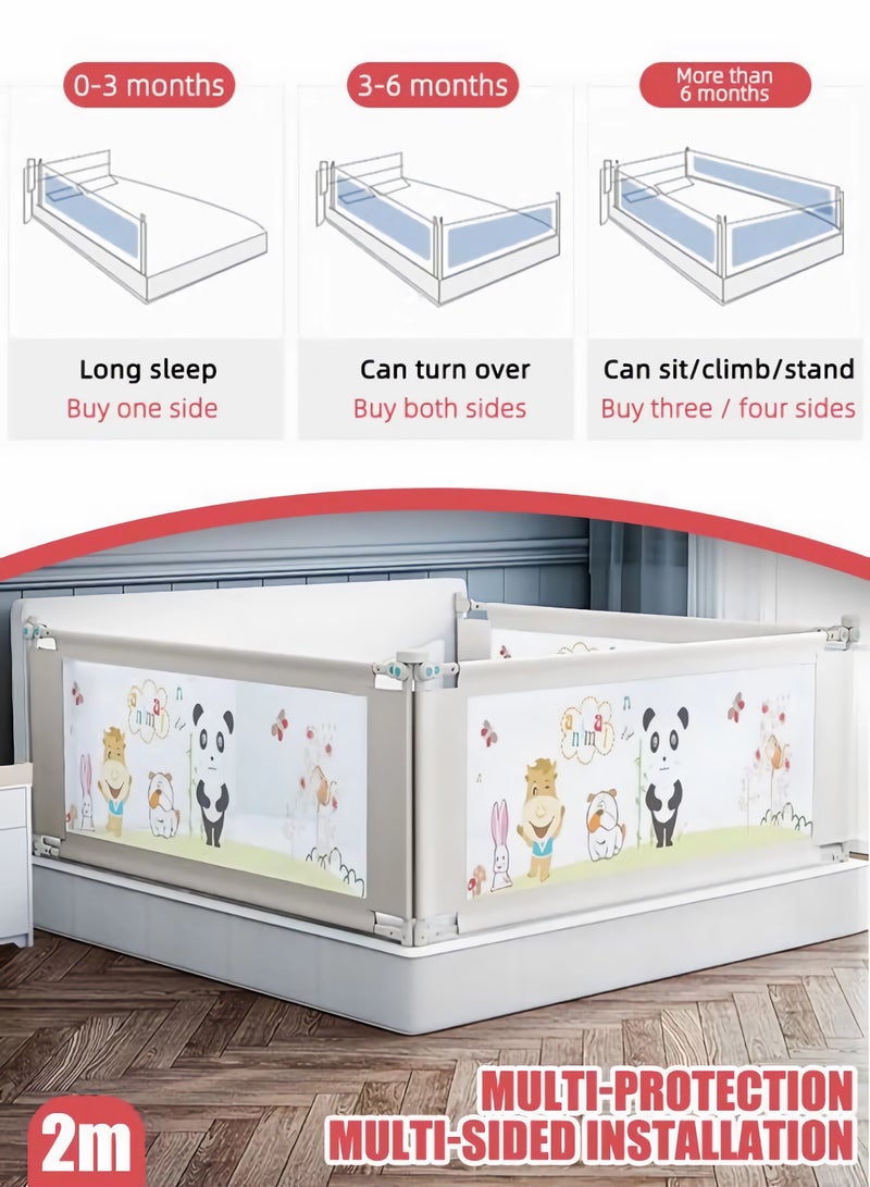 Qamar Care 1 piece Toddler Bed Rail Guard, One-Sided 200cm, Height Adjustable, Foldable Safety Rail with Breathable Mesh & Double Child Lock for Anti-Fall Protection, Fits Twin/Full/Queen/King Beds - Image 2
