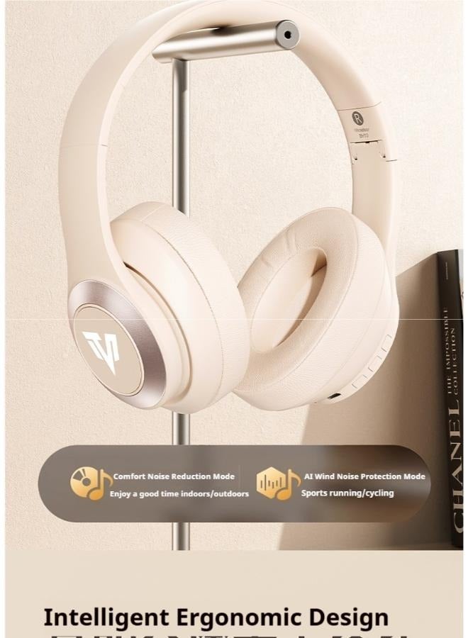 Wireless On-Ear Headphones,  58H Playtime, Bluetooth 5.3, Lightweight and Comfortable, App Connectivity, Multipoint Connection (Beige)  - Image 3