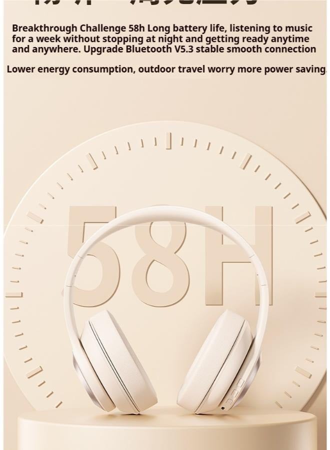 Wireless On-Ear Headphones,  58H Playtime, Bluetooth 5.3, Lightweight and Comfortable, App Connectivity, Multipoint Connection (Beige)  - Image 5