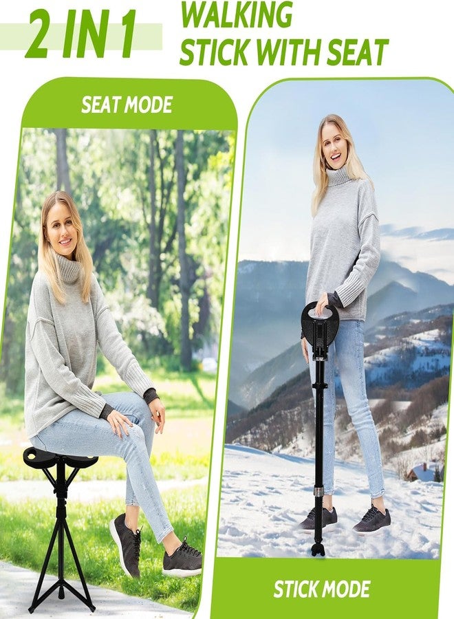 ALEVMOOM Upgraded Folding Canes with Seat Max Load 440lbs,Retractable Walking Stick with Seat,Adjustable Cane Chair with Cushion for Adults,Crutches Stool with Carry Bag for Hiking Traveling - Image 3