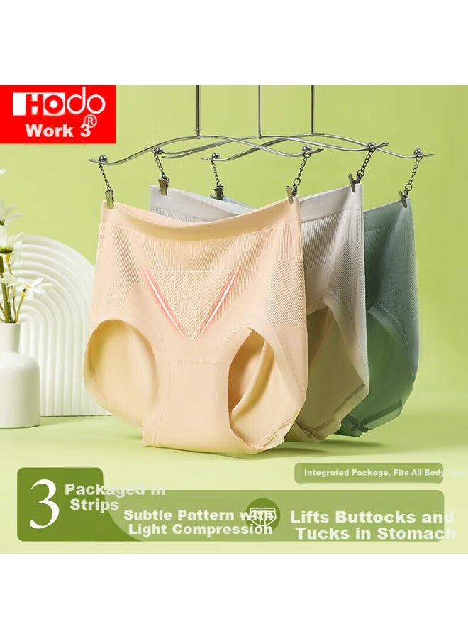 hongdou Hodo Women's Tummy Control And Lifting Panties, Seamless Jacquard High-elastic Shapewear, 3-pack, One Size Fits All - Image 1