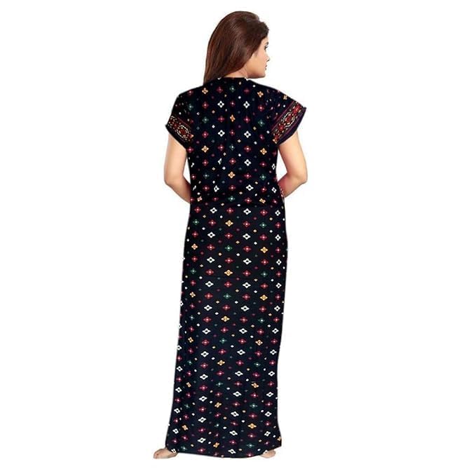 Vlazom Women's Cotton Nightgown – Pack of 4 Printed Maxi Nighties | Ankle Length Night Dress | Free Size Sleepwear (Option-7, Free Size) - Image 4