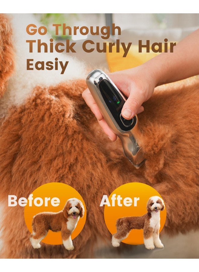 oneisall Dog Clippers for Grooming Thick Hair, Low Noise Dog Shavers with Detachable Metal Blades for Home Groomer,Silver - Image 2