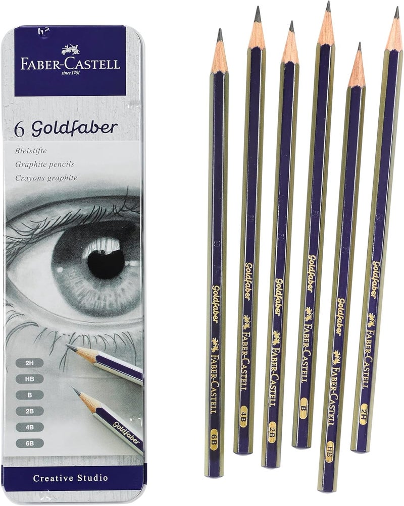 FABER-CASTELL Graphite Sketch Pencil Set - 6 Graphite Pencils (2H, HB, B, 2B, 4B, 6B), Drawing Pencils and Sketching Supplies - Image 1