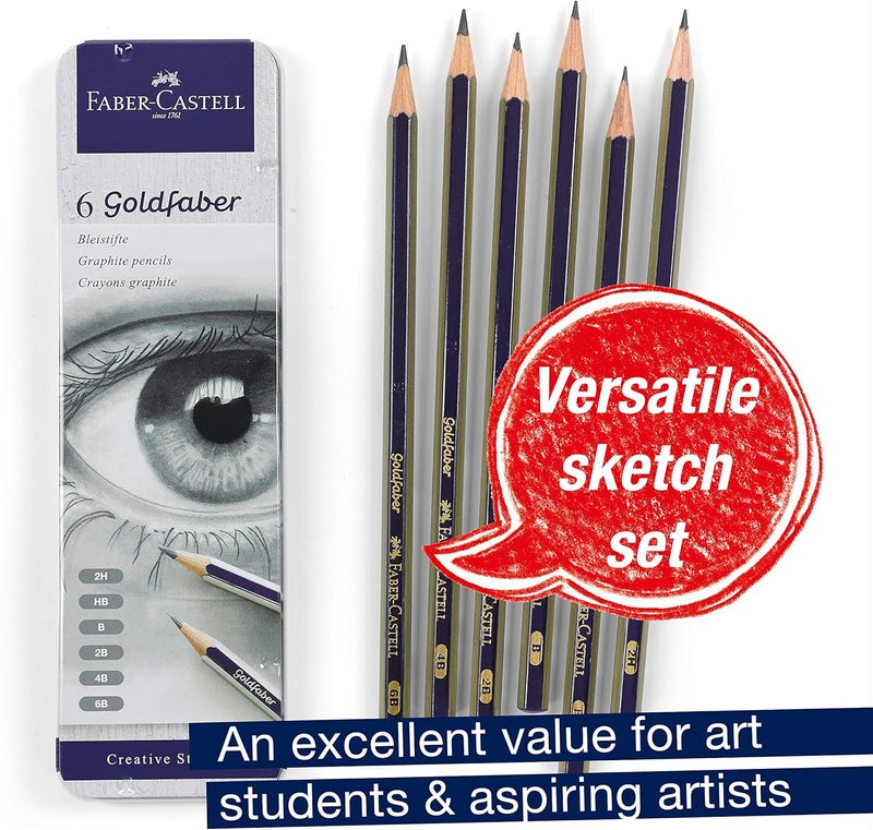 FABER-CASTELL Graphite Sketch Pencil Set - 6 Graphite Pencils (2H, HB, B, 2B, 4B, 6B), Drawing Pencils and Sketching Supplies - Image 2