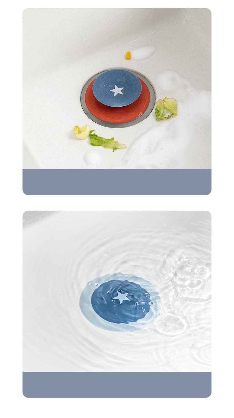 P-Plus International Hair Catcher & Drain Stopper, 2 in 1 Sink Drain Cover, Flex Silicone Strainer for Shower/Bathtub/Tub/Floor Drain/Kitchen Sink(Blue, Pack of 2) - Image 4