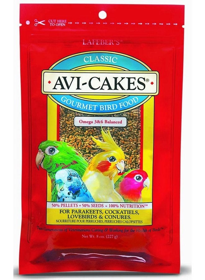 Avi-Cakes Gourmet Bird Food- for Parakeets, Cockatiels, Lovebirds & Conures- 8 oz (4 p)