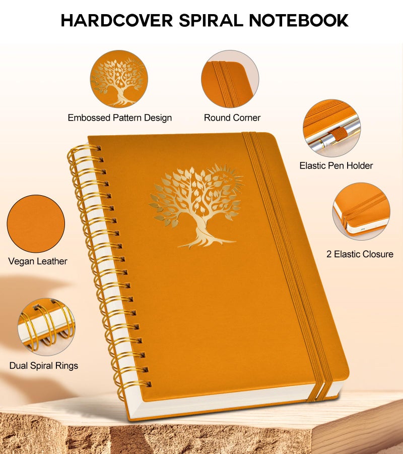 PERCUN Spiral Notebook Journal for Women Men, 300 Numbered Lined Pages, College Ruled, A5 Hardcover Spiral Bound Notebook for School, Work, Note Taking Writing, Leather Spiral Journal Medium 5.9"x8.5" - Image 3