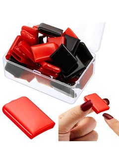 Patelai 40 Pcs Tanning Finger Tips UV Protection Nail Polish Protector for Fingers Protect Nails for Tanning Bed Soft Rubber Gel Polish Remover Caps Tips with a Clear Box, Red, Black 