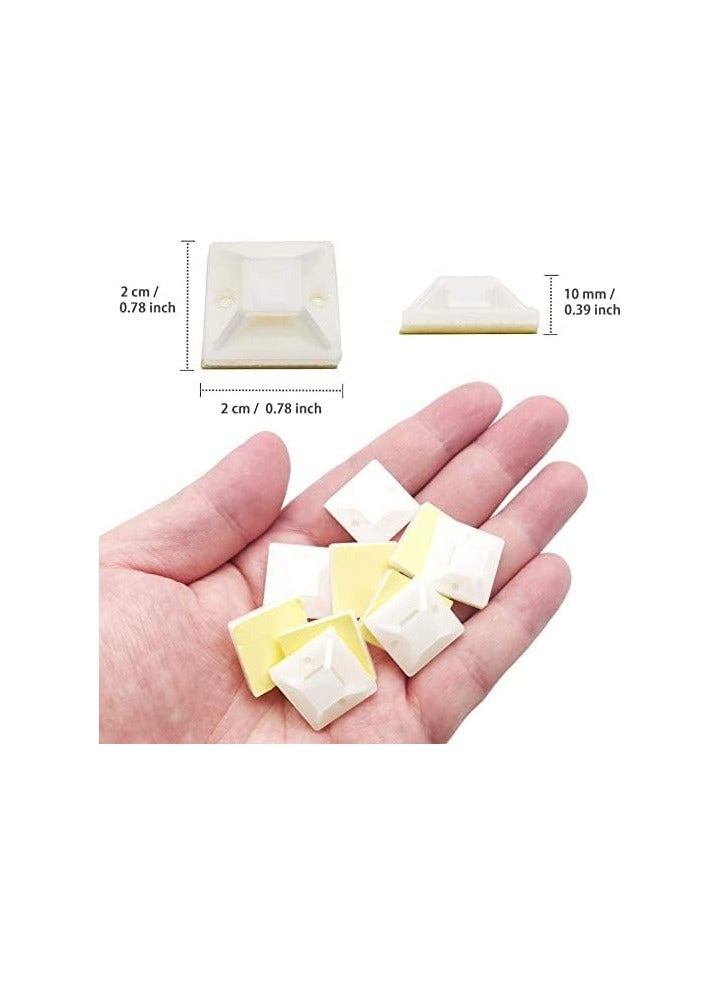 PROMASS 100pcs White Cable Tie Bases Self Adhesive premium quality Cable Tie Holders Tie Mounts White color 100PCS (30 X 30)  - Image 2