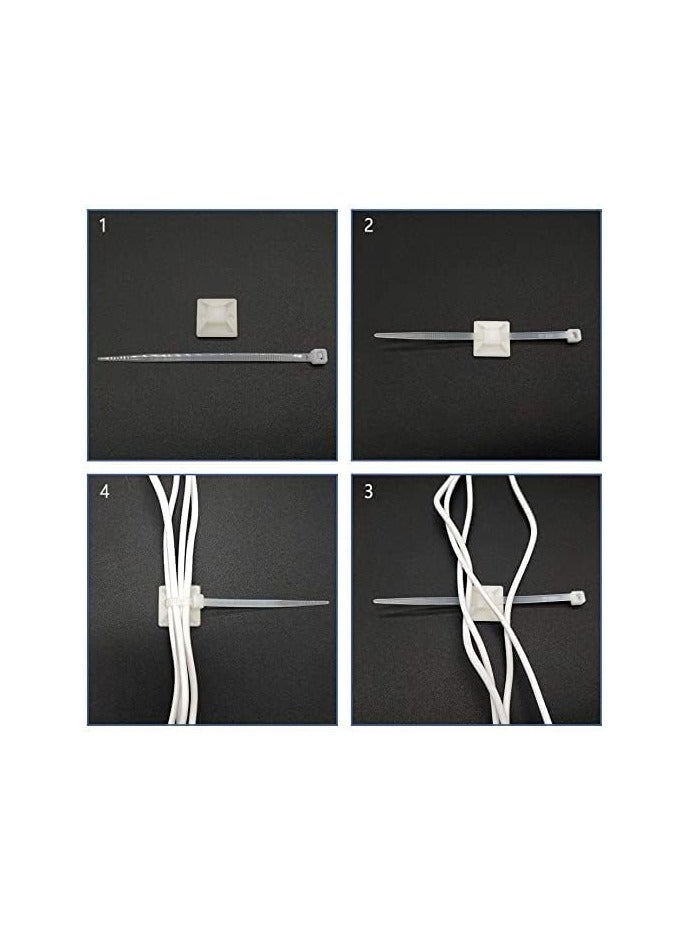 PROMASS 100pcs White Cable Tie Bases Self Adhesive premium quality Cable Tie Holders Tie Mounts White color 100PCS (30 X 30)  - Image 3