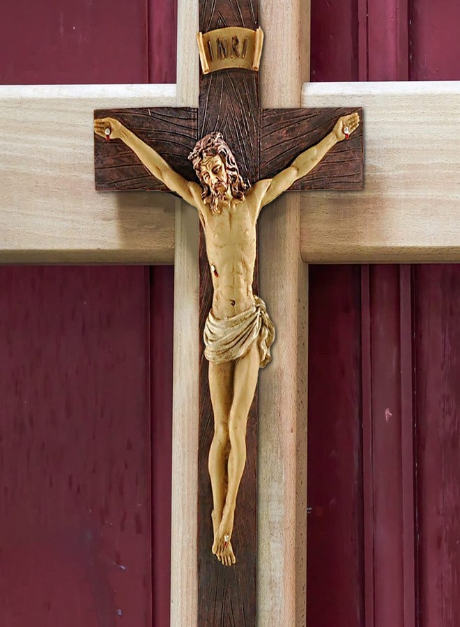 PlentifulHome Jesus Crucifix Wall Cross – 9.06” Resin Catholic Crucifixion Sculpture, INRI Cross with Jesus Figure for Home, Church, or Prayer Room, Religious Wall Hanging Decor - Image 2