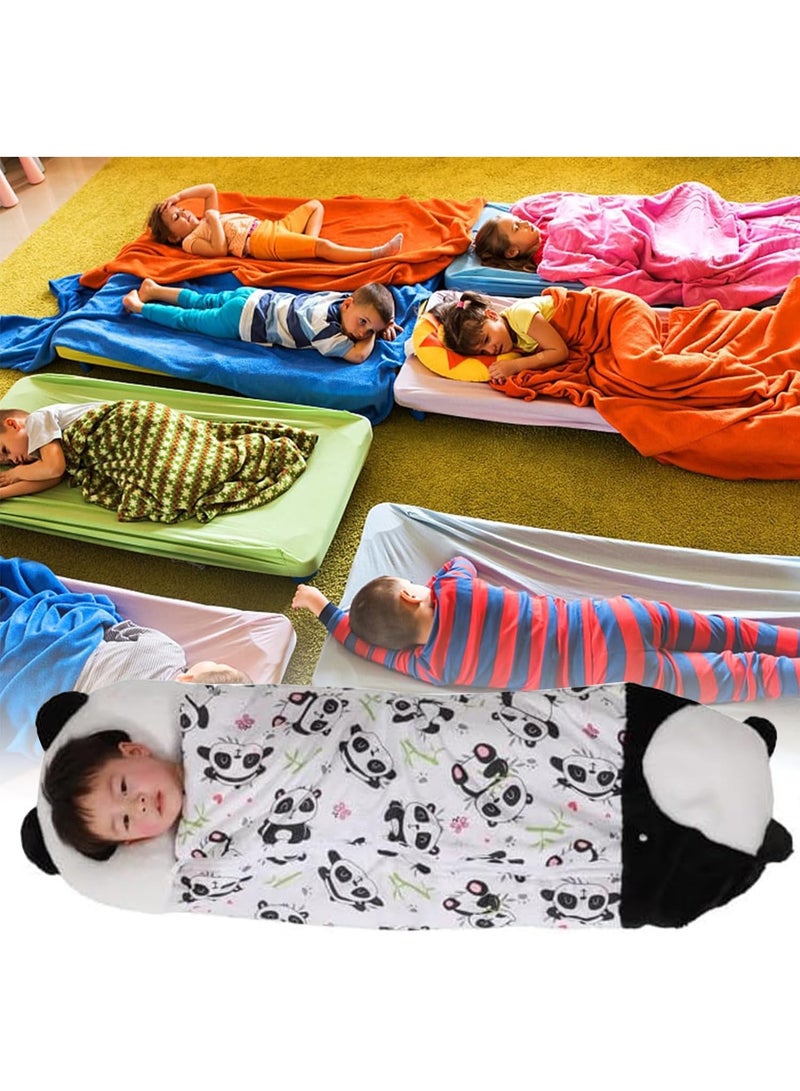 【2-in-1 Kids Sleeping Bag with Pillow】Foldable Soft and Warm Plush Sleeping Bag | Easy to Carry | Perfect for Travel, Camping, and Naptime | Animal Plush Toy Design (White Panda)  - Image 4