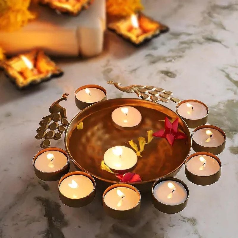 EAGLE ART CREATION EAGLE ART CREATION Handcrafted Urli Bowl for Home Decor Best Diwali Gift 12 Inches Floating Water Bowl Tealight Candles Diya Included Diwali Special Candle Home Dcor Gift  - Image 5