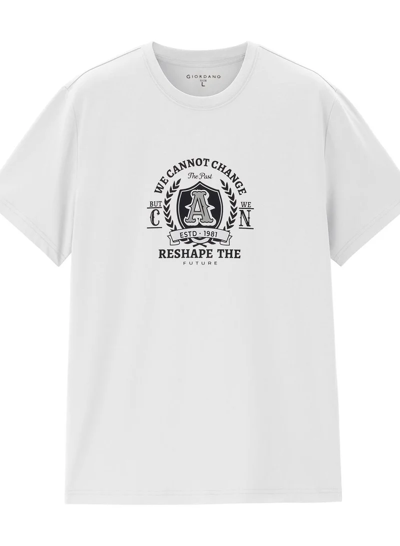 Giordano  Men Regular Cotton Graphic Crew Tee | Online Exclusive for Men | Best Price UAE