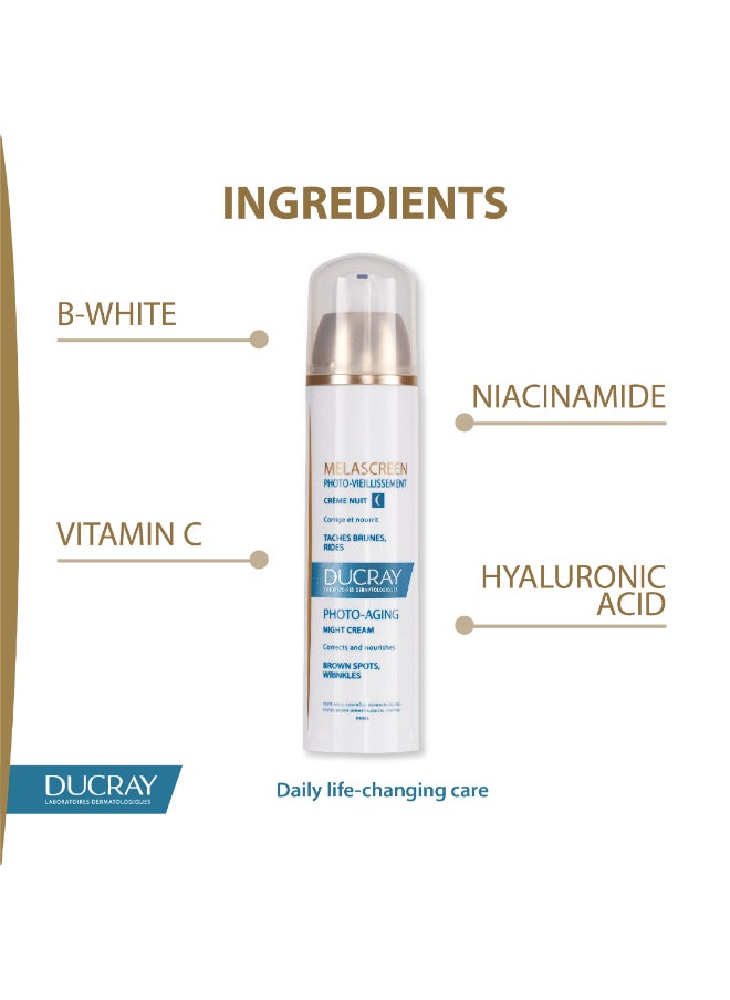 DUCRAY Melascreen Photoaging Night Cream For Brown Spots And Wrinkles - 50 Ml  - Image 3