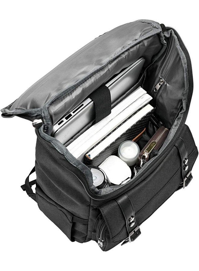 Contacts Unisex Vintage Travel Laptop Backpack with usb Charging Port Fits Upto 15.6 Inch Laptop - Black…… - Image 2