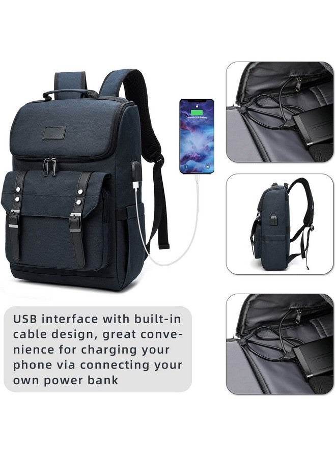 Contacts Unisex Vintage Travel Laptop Backpack with usb Charging Port Fits Upto 15.6 Inch Laptop - Black…… - Image 3