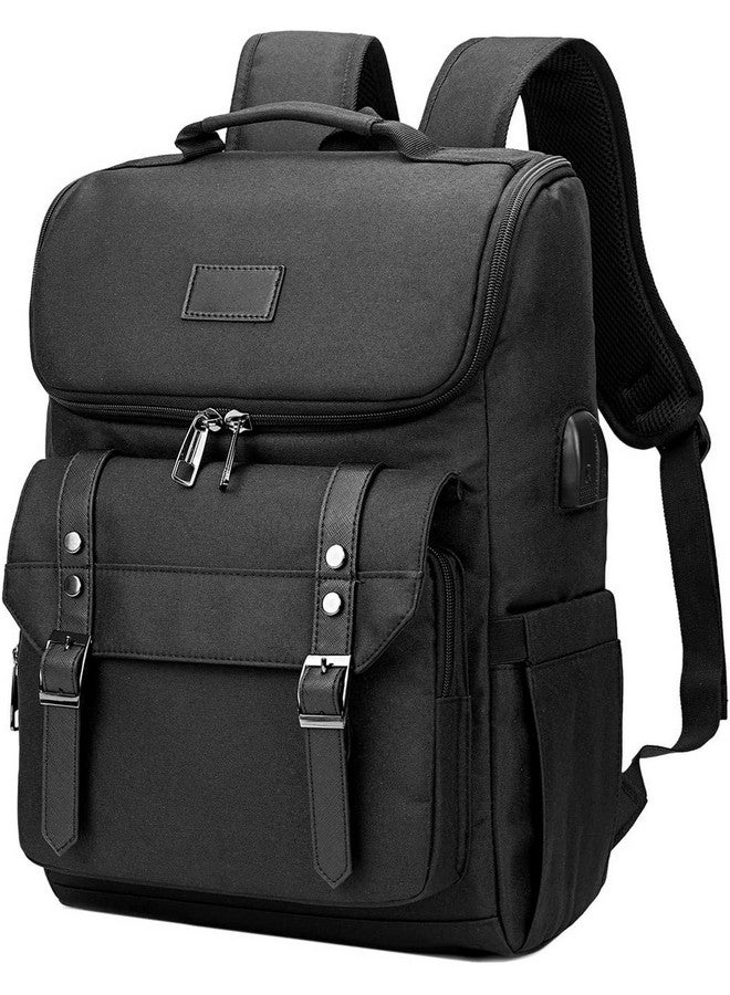 Contacts Unisex Vintage Travel Laptop Backpack with usb Charging Port Fits Upto 15.6 Inch Laptop - Black…… - Image 1
