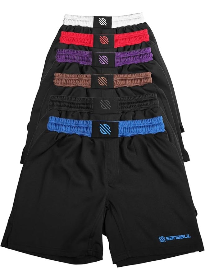 Sanabul BJJ & MMA Fight Shorts for Men | 4-Way Stretch, Reinforced Stitching, No-Gi Grappling & Kickboxing Training Shorts | Black/Blue - Image 1