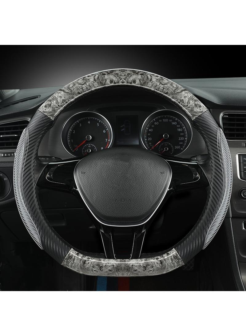 Wood grain synthetic carbon fiber car steering wheel handle cover 38cm