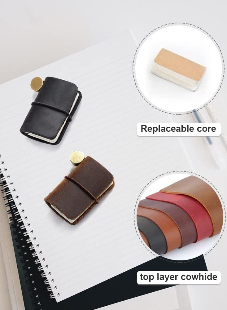 general 2 Colors Mini Size Travelers Notebook, Miniature Notebook with Leather Cover and Strap, Refillable Handmade 4.8x3.2cm(1.9’’x1.3’’) Tiny Travel Journal, Pocket Diary  - Image 4