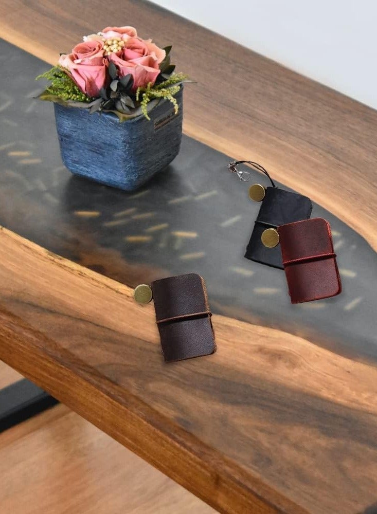 general 2 Colors Mini Size Travelers Notebook, Miniature Notebook with Leather Cover and Strap, Refillable Handmade 4.8x3.2cm(1.9’’x1.3’’) Tiny Travel Journal, Pocket Diary  - Image 5