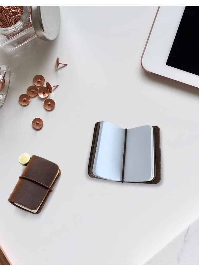 general 2 Colors Mini Size Travelers Notebook, Miniature Notebook with Leather Cover and Strap, Refillable Handmade 4.8x3.2cm(1.9’’x1.3’’) Tiny Travel Journal, Pocket Diary  - Image 2