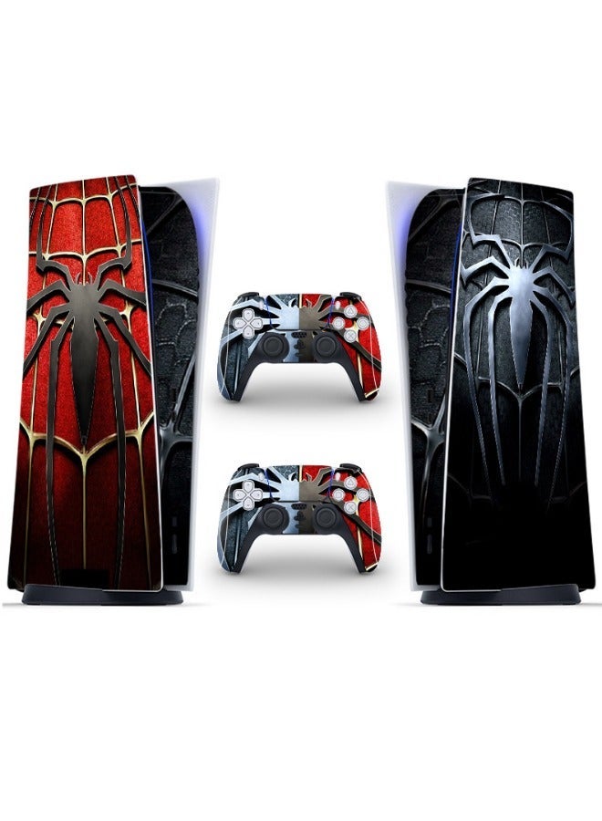 Decal Skin for PS5 Digital, Whole Body Vinyl Sticker Cover for Playstation 5 Console and Controller - Waterproof, No Bubble, Including 2 Controller Skins and Console Skin (Spider Style, Multicolor） - Image 1