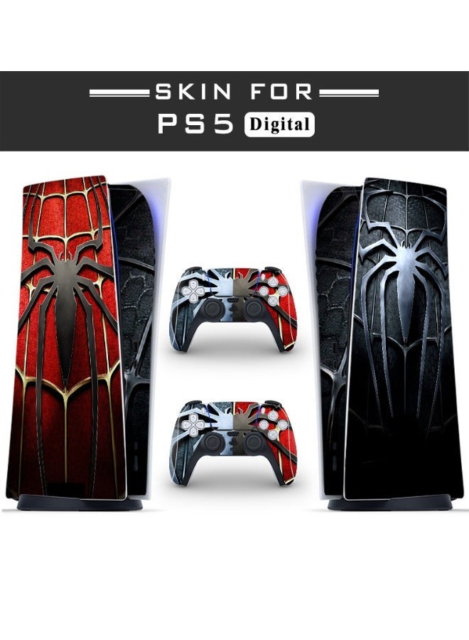 Decal Skin for PS5 Digital, Whole Body Vinyl Sticker Cover for Playstation 5 Console and Controller - Waterproof, No Bubble, Including 2 Controller Skins and Console Skin (Spider Style, Multicolor） - Image 2