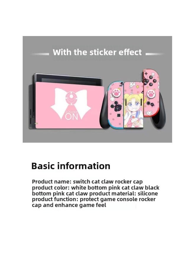 Generic - Black Warrior Controller Parts Cat Claw Joystick Cap Buttons Remote Sensing Hat Gamepad Accessories Switch PSP Essential-Product Color:1 Black Claw On White Background - Image 1