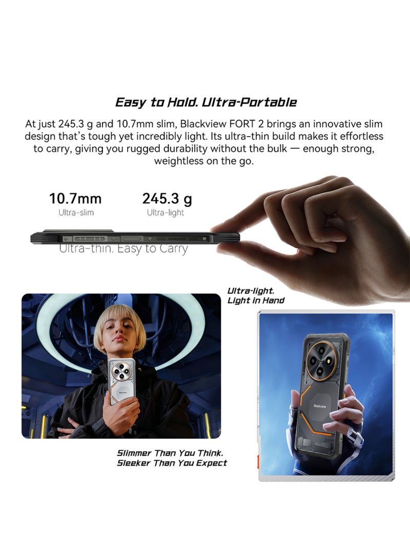 Blackview FORT 2 Smartphone 8GB RAM 256GB Storage | 6.56 Inch HD+ IPS 90Hz Display, 450nits Brightness, 10-Point Multi Touch 180Hz Touch Sampling Rate, Thin Light Body Dual Color Mobile Phone Zero Black - Image 4