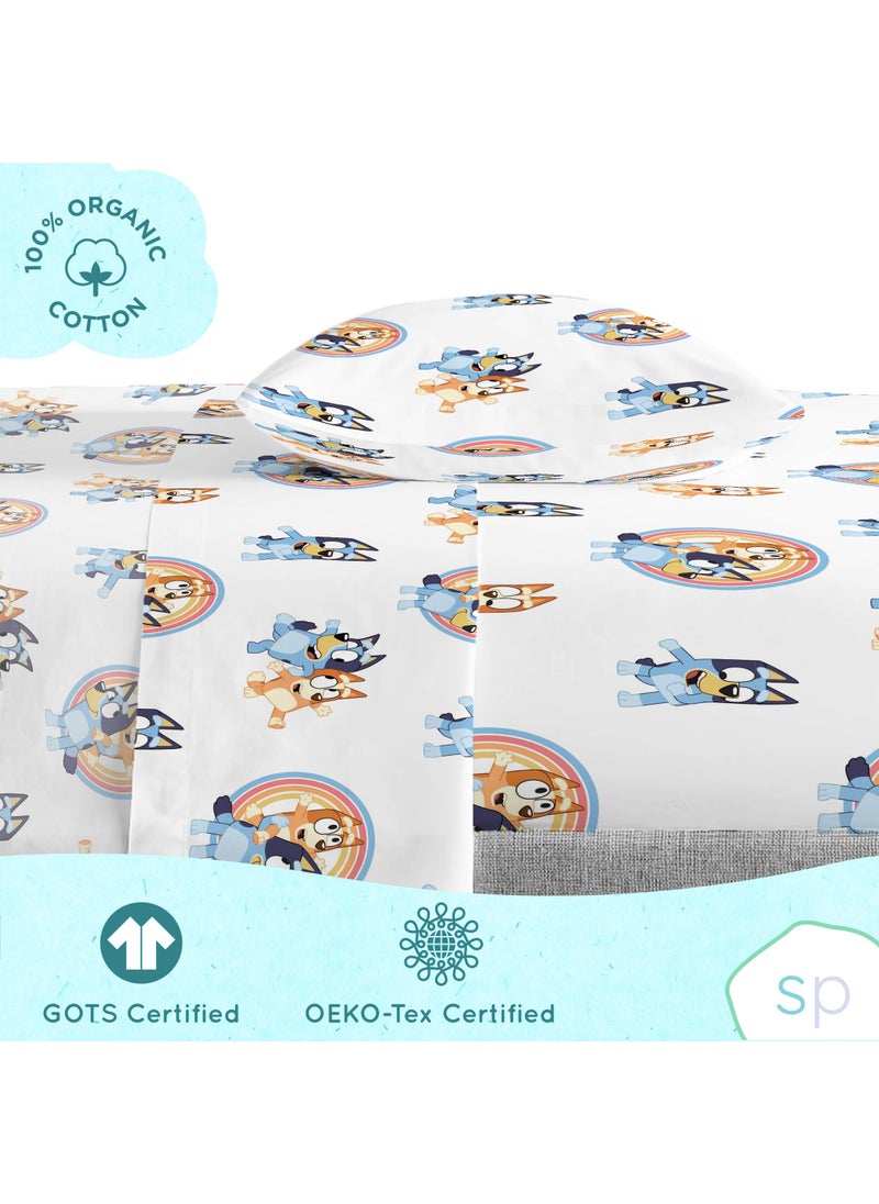 Saturday Park Saturday Park Doodle Rainbow Full Bed Set - 7 Piece 100% Organic Cotton Bedding - GOTS & Oeko-TEX Certified  - Image 4