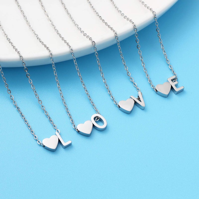 Glimmerst Heart Initial Necklace for Women Stainless Steel Tiny Heart Letter S Necklace Personalized Name Necklace - Image 2