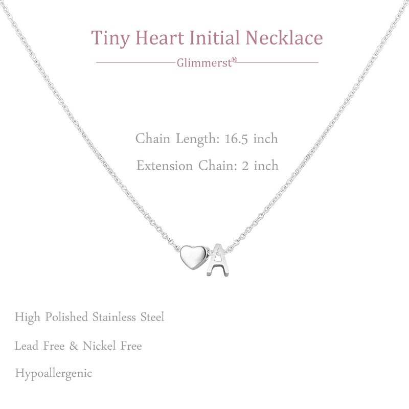 Glimmerst Heart Initial Necklace for Women Stainless Steel Tiny Heart Letter S Necklace Personalized Name Necklace - Image 5