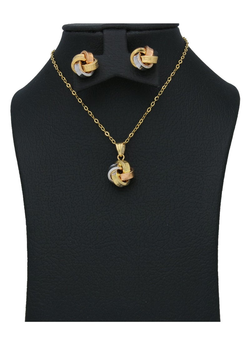FK Jewellers Gold Knot Shaped Pendant Set 18KT  - Image 1