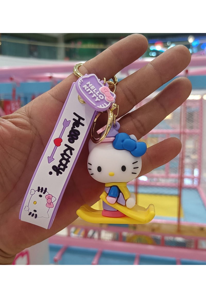 Generic Cartoon KT Cat Sleigh Keychain  - Image 1