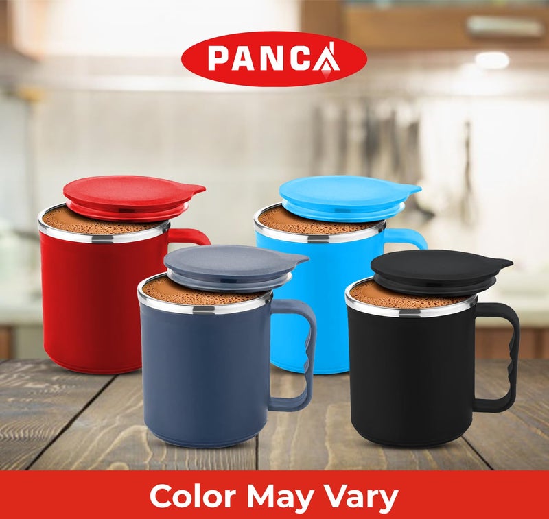 PANCA Coffee Mug with Lid Insulated Stainless Steel for Tea Milk Mug Inner Stylist Double Wall Cup for Home Office Restaurant Use Gift Pack of 1 - Image 2